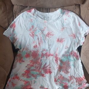 Old Navy Red and Green Tie-Dye Women's Short Sleeve Tee
